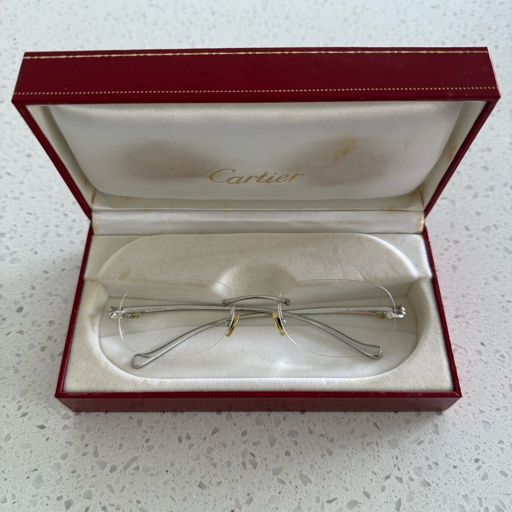 Authentic Cartier Panthere Platinum Rimless Eyewear